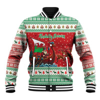 Wales Viking Santa Christmas Baseball Jacket Funny Reindeer Norse Xmas - Wonder Print Shop