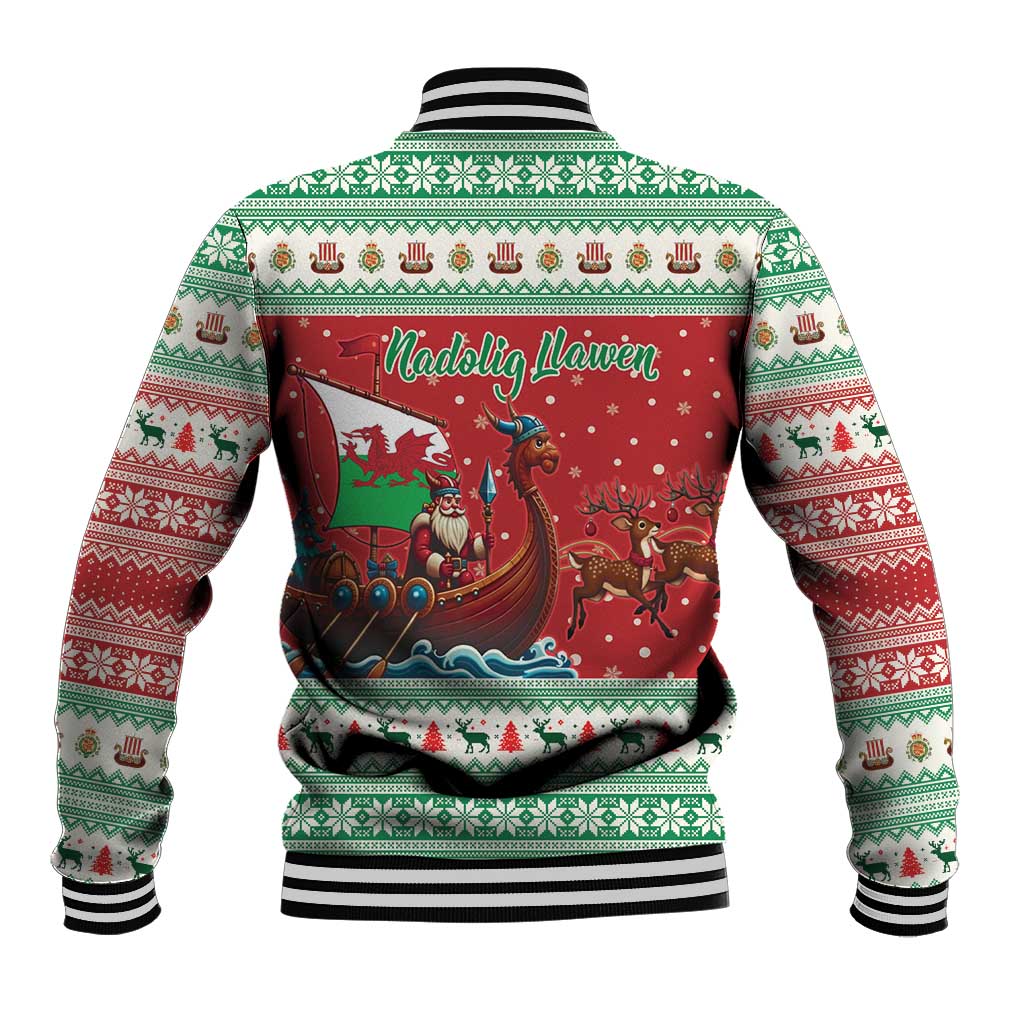 Wales Viking Santa Christmas Baseball Jacket Funny Reindeer Norse Xmas - Wonder Print Shop