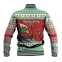 Wales Viking Santa Christmas Baseball Jacket Funny Reindeer Norse Xmas - Wonder Print Shop