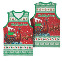 Wales Viking Santa Christmas Basketball Jersey Funny Reindeer Norse Xmas - Wonder Print Shop