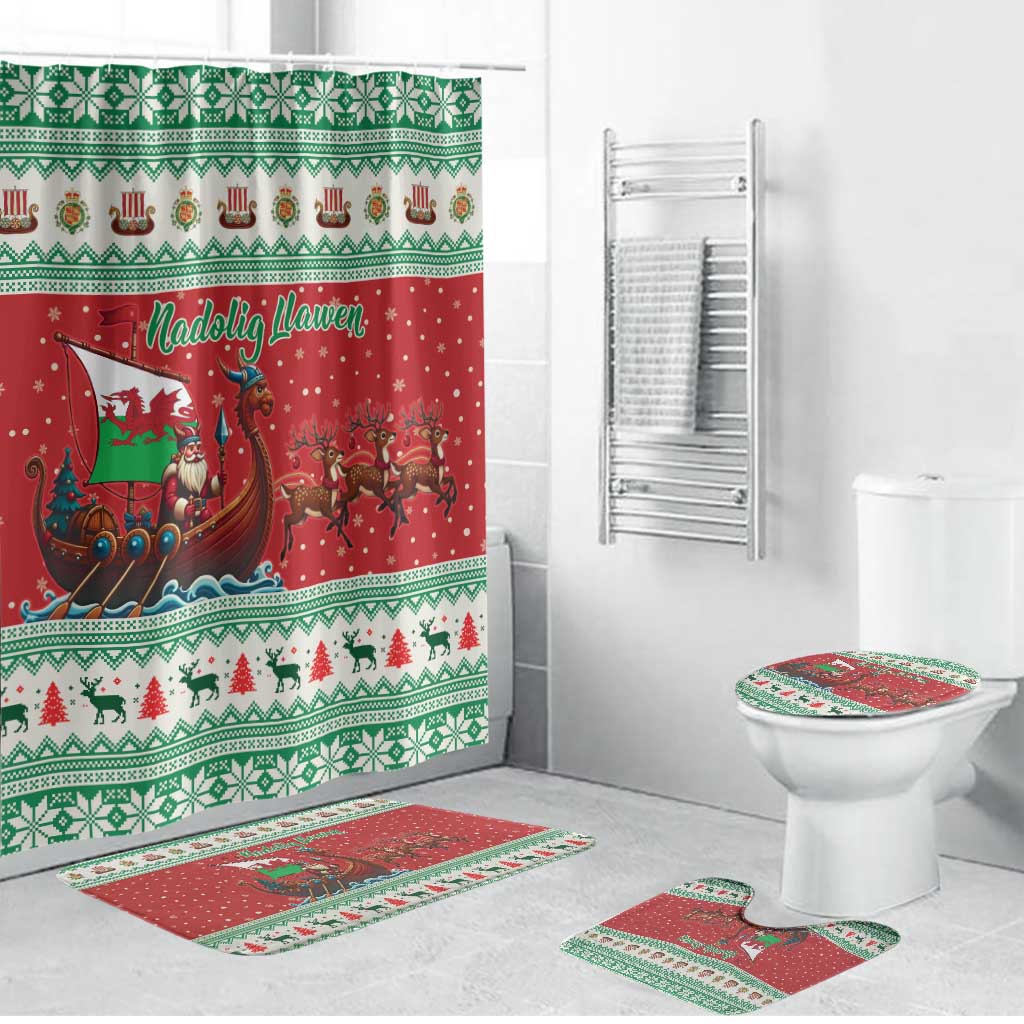Wales Viking Santa Christmas Bathroom Set Funny Reindeer Norse Xmas - Wonder Print Shop