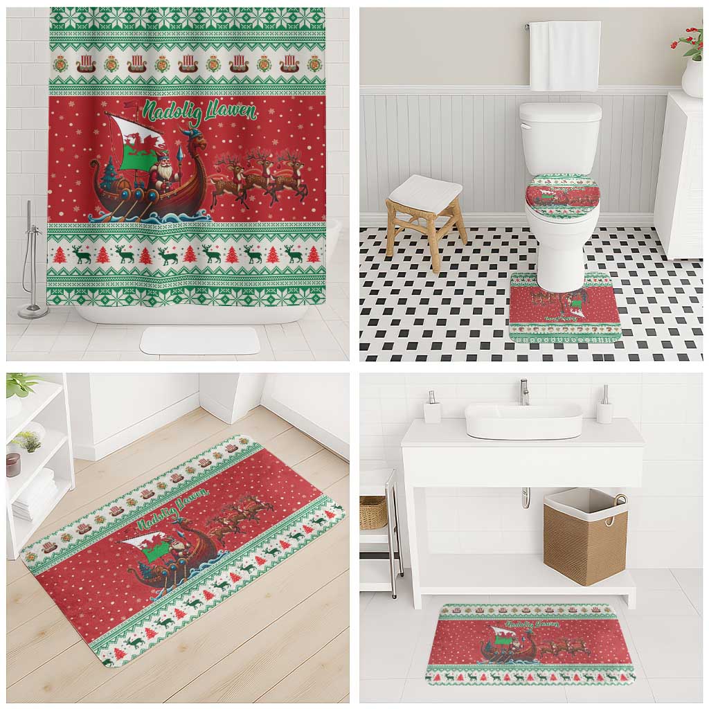 Wales Viking Santa Christmas Bathroom Set Funny Reindeer Norse Xmas - Wonder Print Shop