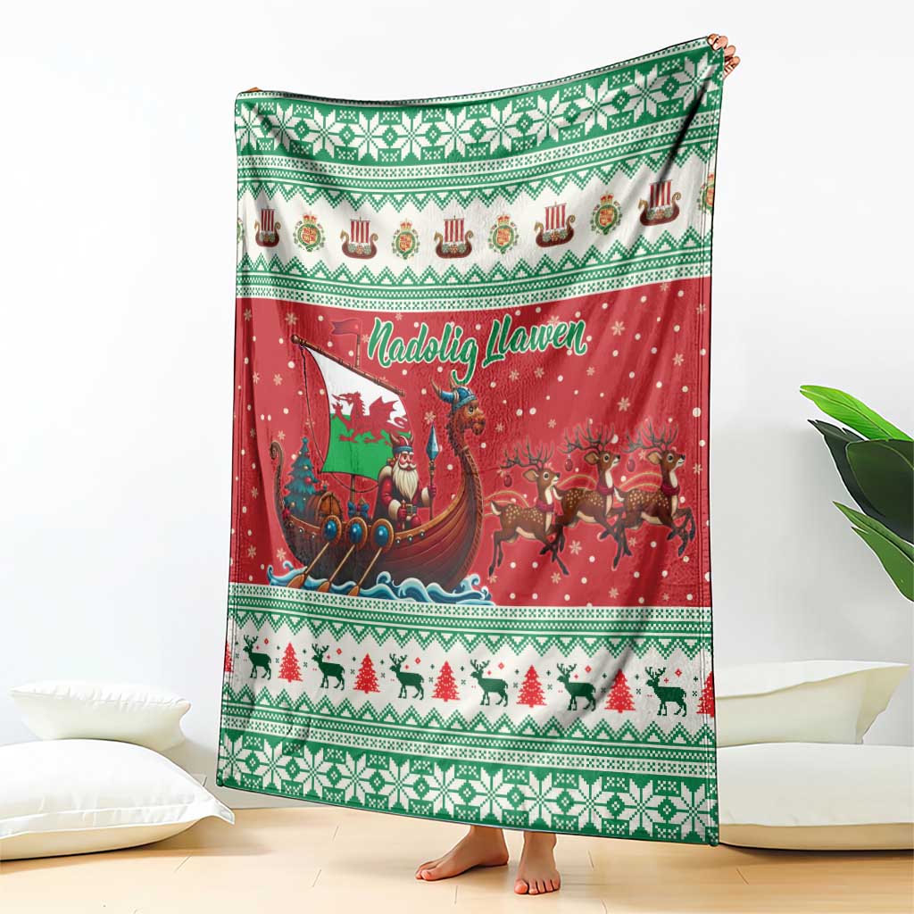 Wales Viking Santa Christmas Blanket Funny Reindeer Norse Xmas - Wonder Print Shop