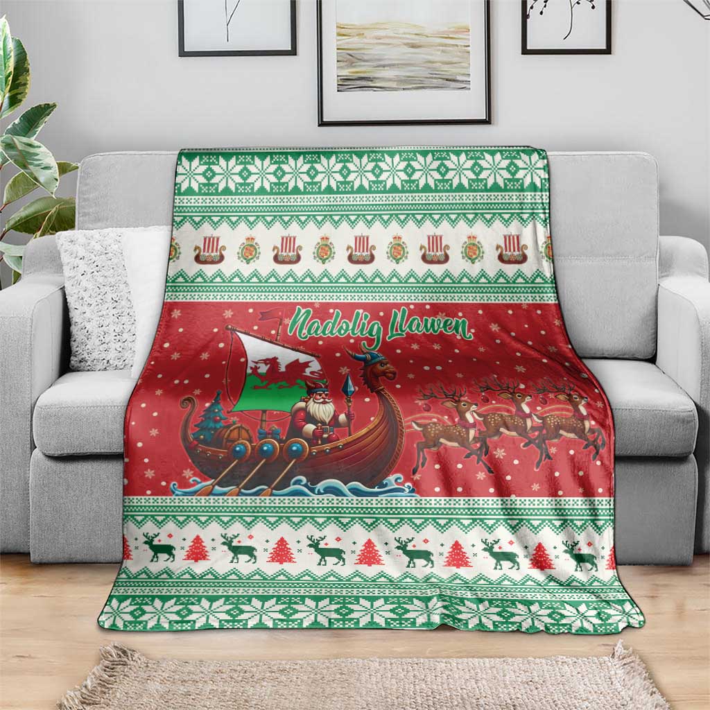 Wales Viking Santa Christmas Blanket Funny Reindeer Norse Xmas - Wonder Print Shop