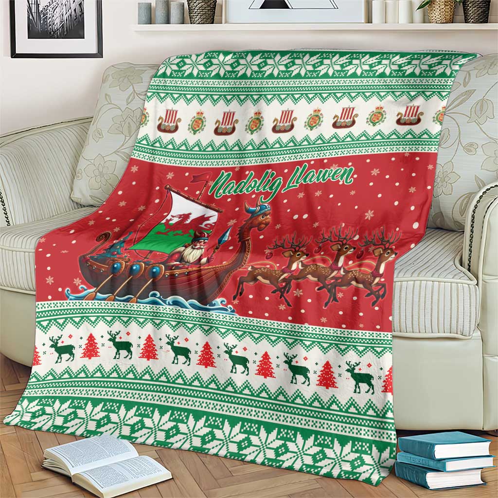 Wales Viking Santa Christmas Blanket Funny Reindeer Norse Xmas - Wonder Print Shop