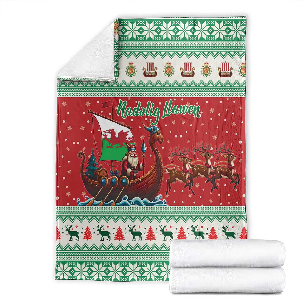 Wales Viking Santa Christmas Blanket Funny Reindeer Norse Xmas - Wonder Print Shop