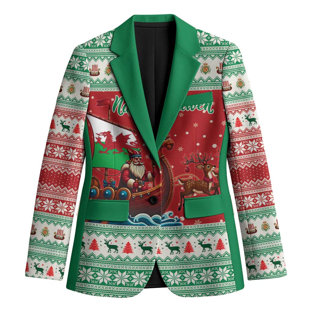 Wales Viking Santa Christmas Blazer Funny Reindeer Norse Xmas - Wonder Print Shop