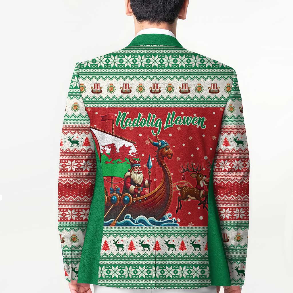 Wales Viking Santa Christmas Blazer Funny Reindeer Norse Xmas - Wonder Print Shop