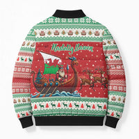 Wales Viking Santa Christmas Bomber Puffer Jacket Funny Reindeer Norse Xmas - Wonder Print Shop