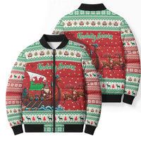 Wales Viking Santa Christmas Bomber Puffer Jacket Funny Reindeer Norse Xmas - Wonder Print Shop