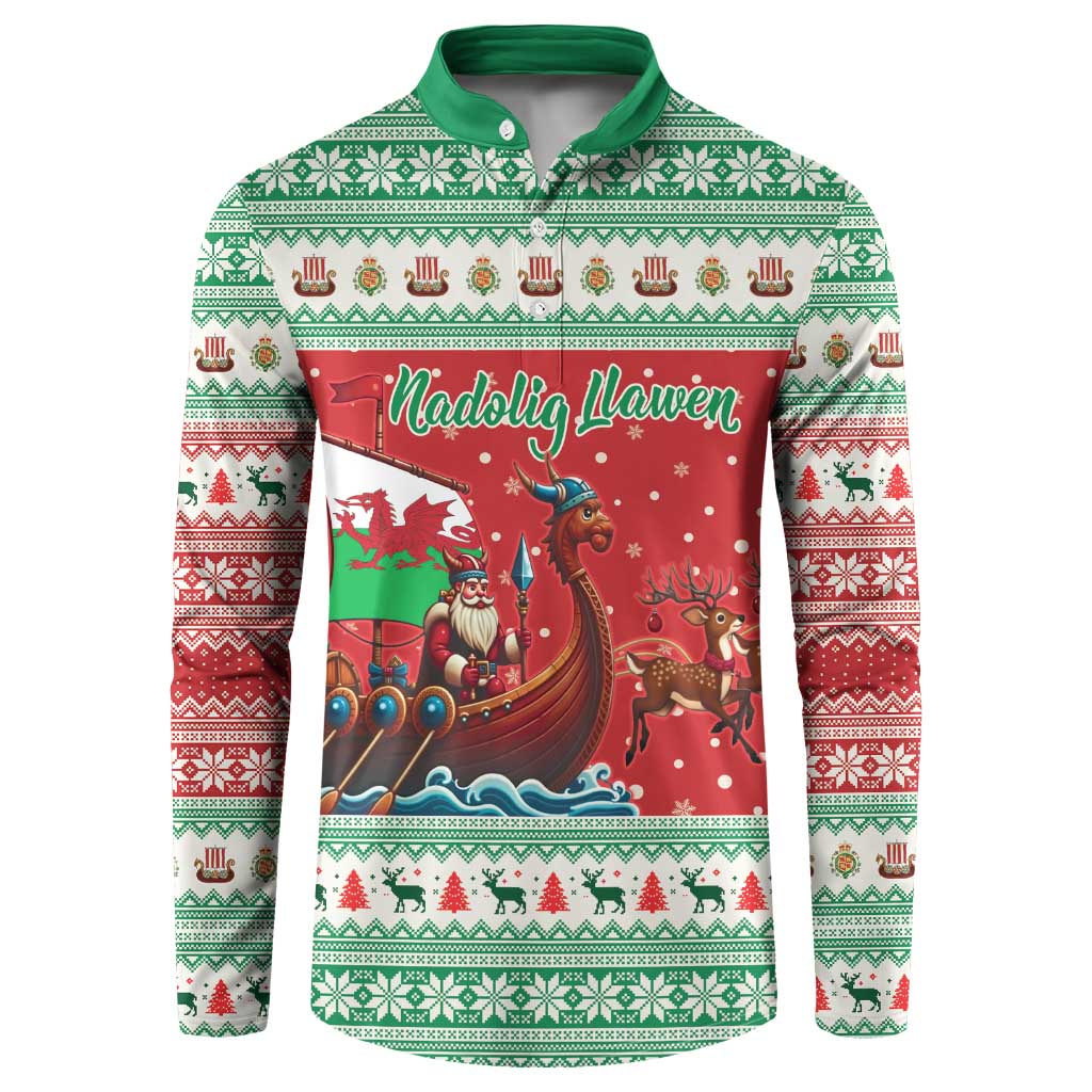 Wales Viking Santa Christmas Button Sweatshirt Funny Reindeer Norse Xmas - Wonder Print Shop