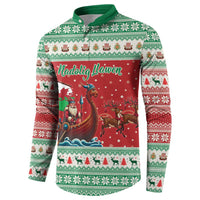 Wales Viking Santa Christmas Button Sweatshirt Funny Reindeer Norse Xmas - Wonder Print Shop
