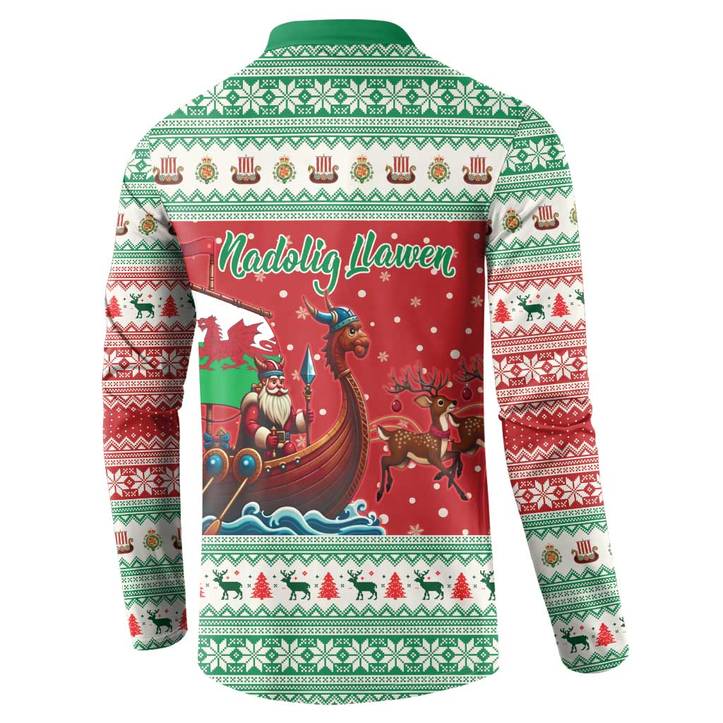 Wales Viking Santa Christmas Button Sweatshirt Funny Reindeer Norse Xmas - Wonder Print Shop