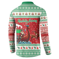 Wales Viking Santa Christmas Button Sweatshirt Funny Reindeer Norse Xmas - Wonder Print Shop