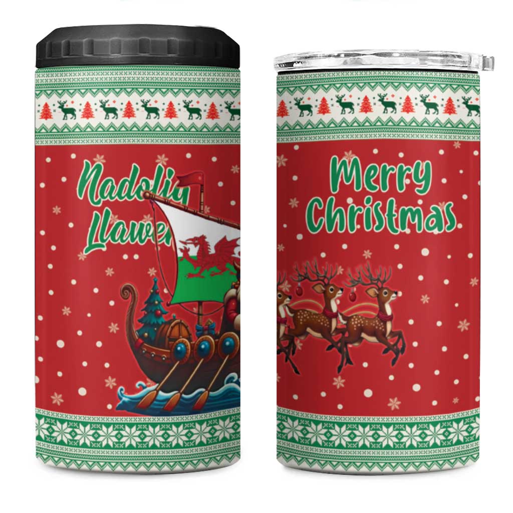 Wales Viking Santa Christmas 4 in 1 Can Cooler Tumbler Funny Reindeer Norse Xmas - Wonder Print Shop