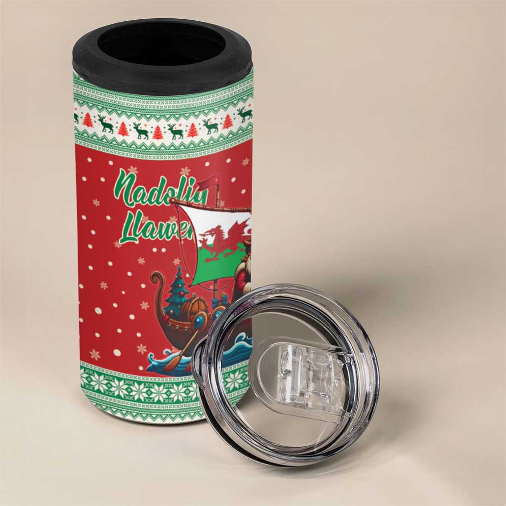 Wales Viking Santa Christmas 4 in 1 Can Cooler Tumbler Funny Reindeer Norse Xmas - Wonder Print Shop