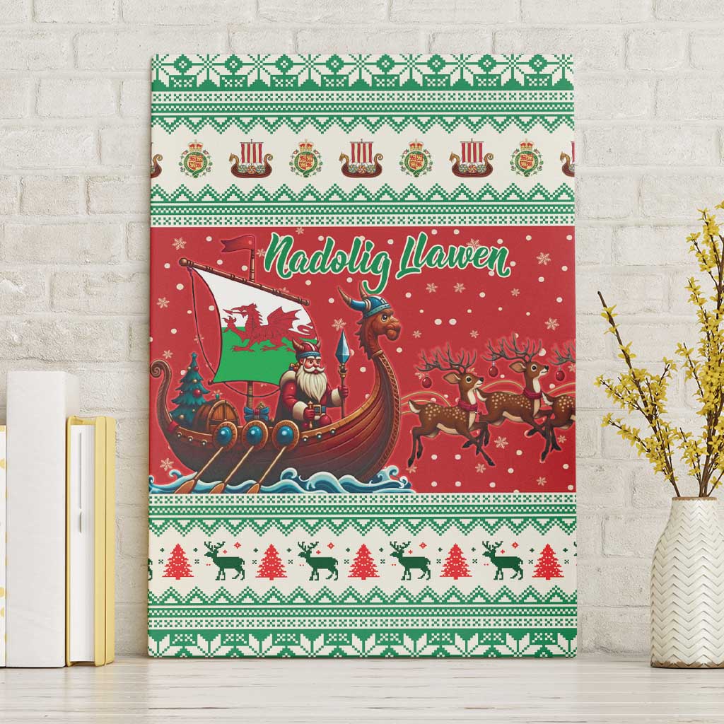 Wales Viking Santa Christmas Canvas Wall Art Funny Reindeer Norse Xmas - Wonder Print Shop