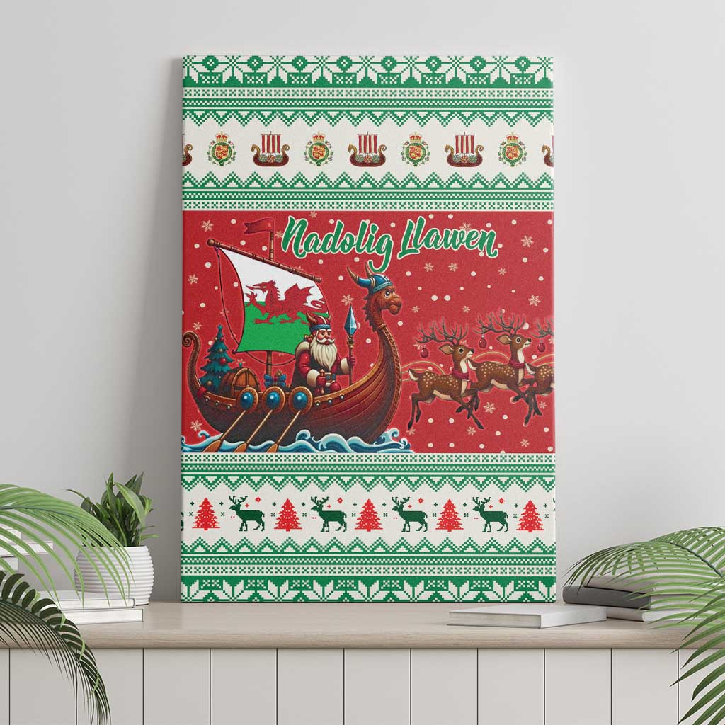 Wales Viking Santa Christmas Canvas Wall Art Funny Reindeer Norse Xmas - Wonder Print Shop