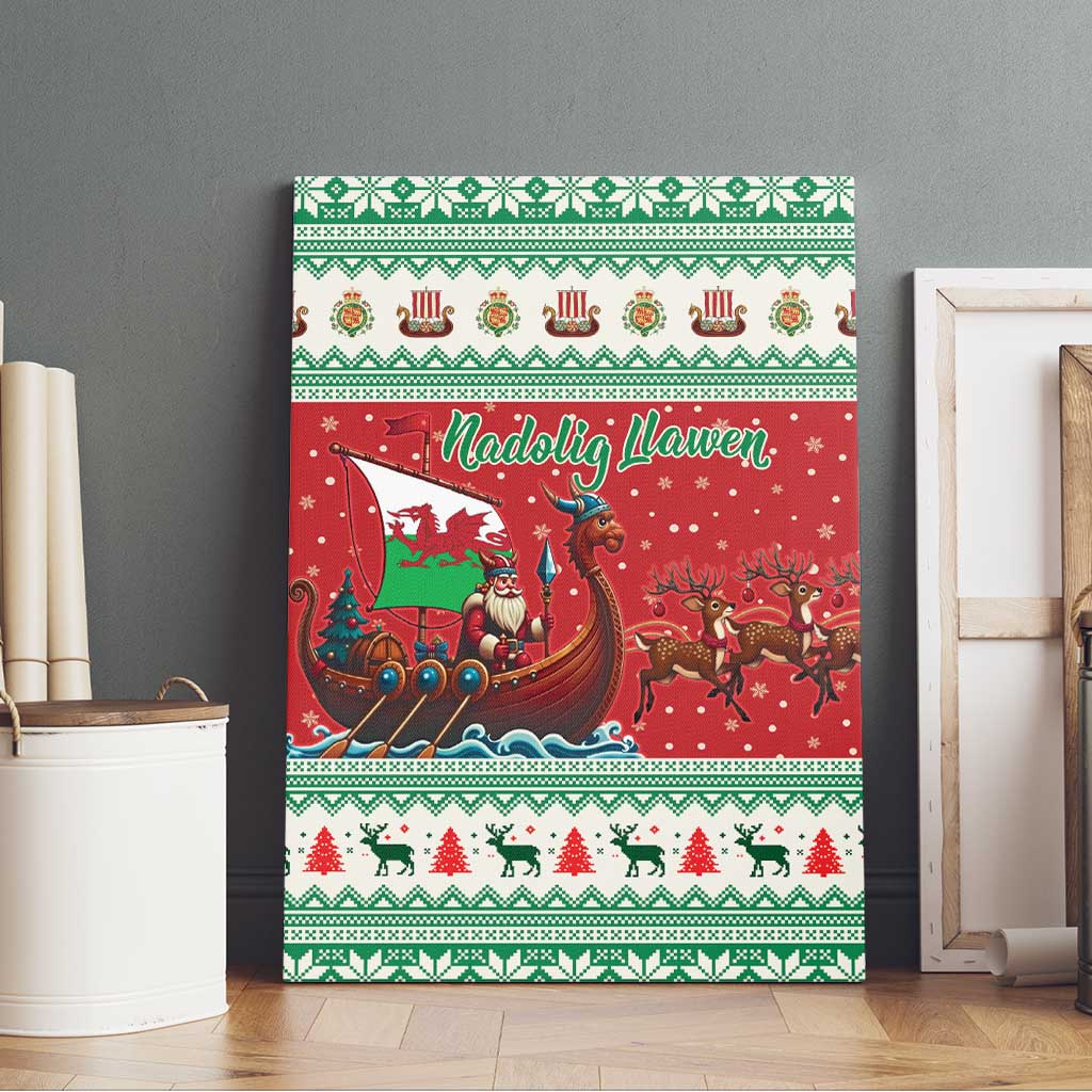 Wales Viking Santa Christmas Canvas Wall Art Funny Reindeer Norse Xmas - Wonder Print Shop