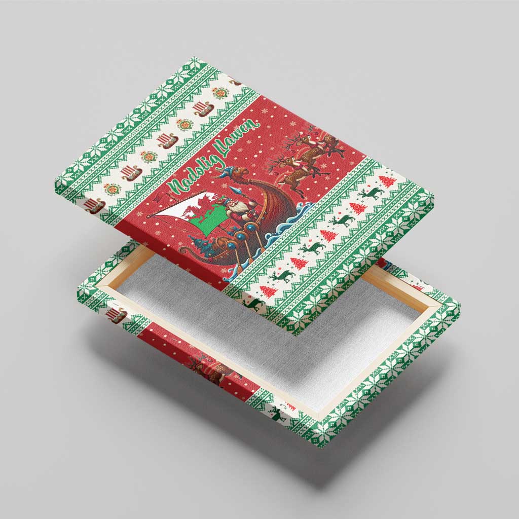Wales Viking Santa Christmas Canvas Wall Art Funny Reindeer Norse Xmas - Wonder Print Shop