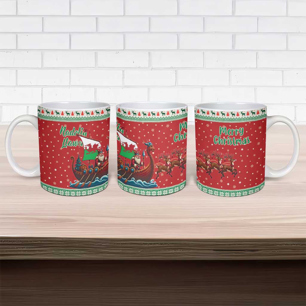 Wales Viking Santa Christmas Ceramic Mug Funny Reindeer Norse Xmas - Wonder Print Shop