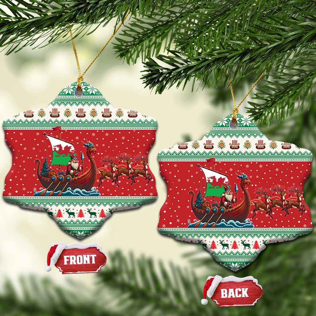 Wales Viking Santa Christmas Ceramic Ornament Funny Reindeer Norse Xmas - Wonder Print Shop