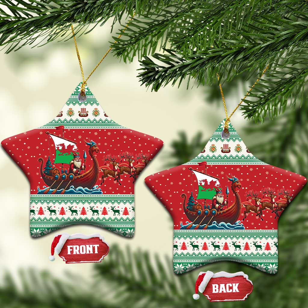 Wales Viking Santa Christmas Ceramic Ornament Funny Reindeer Norse Xmas - Wonder Print Shop