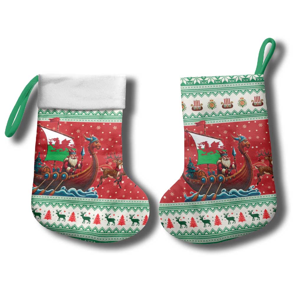Wales Viking Santa Christmas Stocking Funny Reindeer Norse Xmas - Wonder Print Shop
