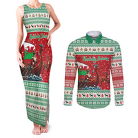 Wales Viking Santa Christmas Couples Matching Tank Maxi Dress and Long Sleeve Button Shirt Funny Reindeer Norse Xmas - Wonder Print Shop