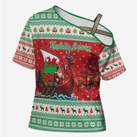 Wales Viking Santa Christmas Cross Shoulder Shirt Funny Reindeer Norse Xmas - Wonder Print Shop