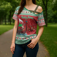 Wales Viking Santa Christmas Cross Shoulder Shirt Funny Reindeer Norse Xmas - Wonder Print Shop