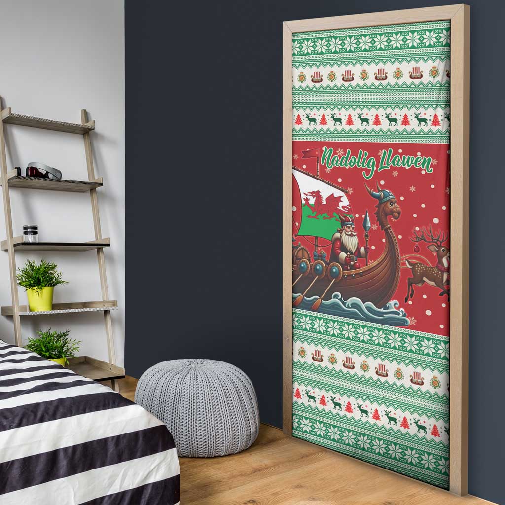 Wales Viking Santa Christmas Door Cover Funny Reindeer Norse Xmas - Wonder Print Shop