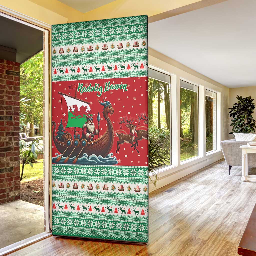 Wales Viking Santa Christmas Door Cover Funny Reindeer Norse Xmas - Wonder Print Shop
