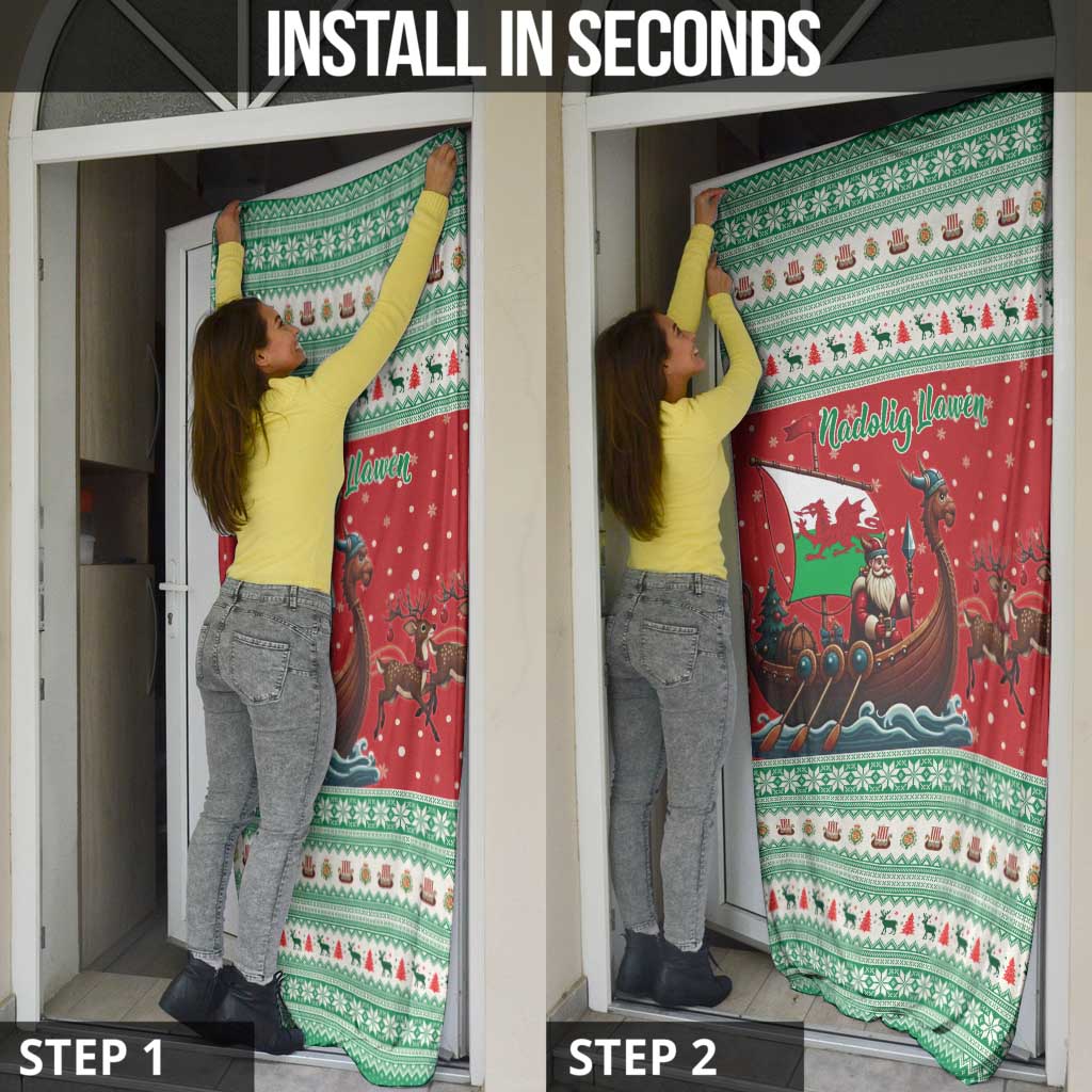 Wales Viking Santa Christmas Door Cover Funny Reindeer Norse Xmas - Wonder Print Shop