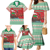 Wales Viking Santa Christmas Family Matching Mermaid Dress and Hawaiian Shirt Funny Reindeer Norse Xmas - Wonder Print Shop