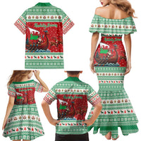 Wales Viking Santa Christmas Family Matching Mermaid Dress and Hawaiian Shirt Funny Reindeer Norse Xmas - Wonder Print Shop