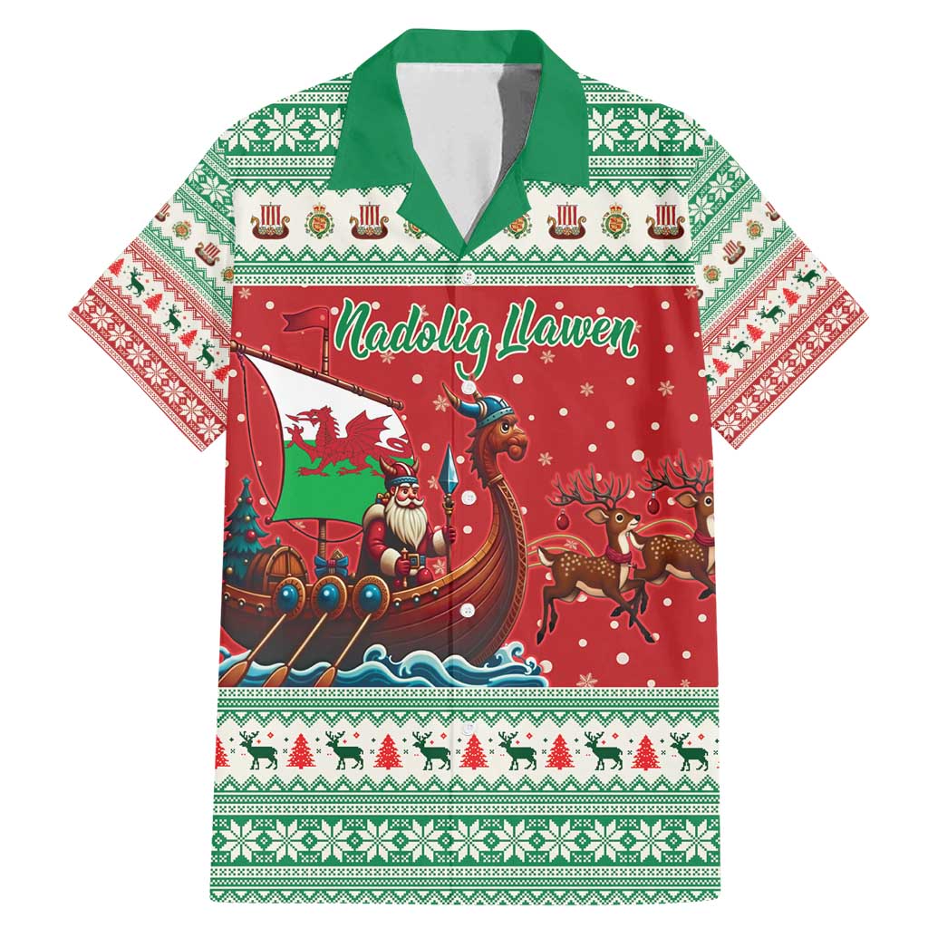 Wales Viking Santa Christmas Family Matching Mermaid Dress and Hawaiian Shirt Funny Reindeer Norse Xmas - Wonder Print Shop