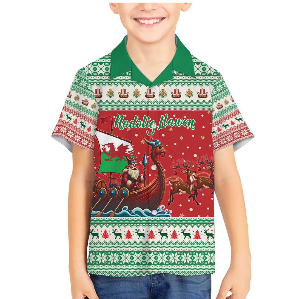 Wales Viking Santa Christmas Family Matching Mermaid Dress and Hawaiian Shirt Funny Reindeer Norse Xmas - Wonder Print Shop