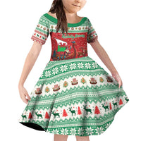 Wales Viking Santa Christmas Family Matching Off Shoulder Short Dress and Hawaiian Shirt Funny Reindeer Norse Xmas - Wonder Print Shop