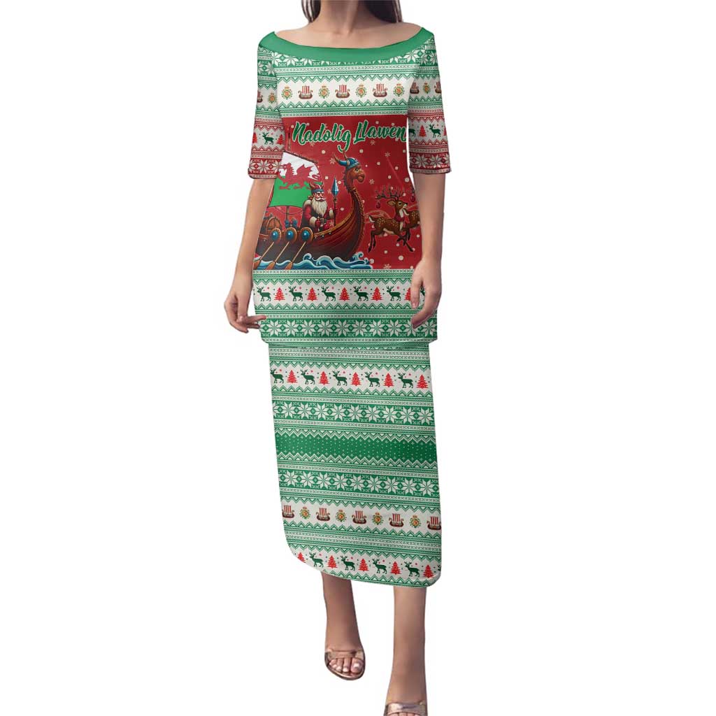 Wales Viking Santa Christmas Family Matching Puletasi and Hawaiian Shirt Funny Reindeer Norse Xmas - Wonder Print Shop