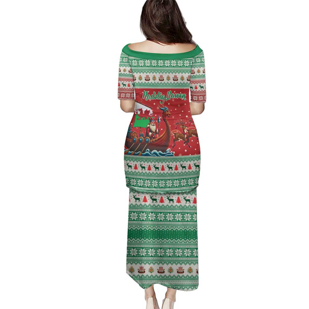 Wales Viking Santa Christmas Family Matching Puletasi and Hawaiian Shirt Funny Reindeer Norse Xmas - Wonder Print Shop