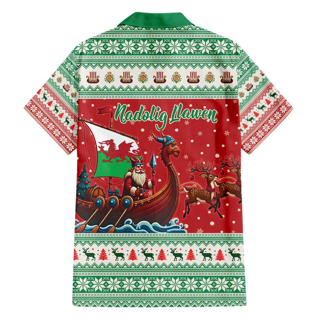 Wales Viking Santa Christmas Family Matching Short Sleeve Bodycon Dress and Hawaiian Shirt Funny Reindeer Norse Xmas - Wonder Print Shop