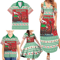 Wales Viking Santa Christmas Family Matching Summer Maxi Dress and Hawaiian Shirt Funny Reindeer Norse Xmas - Wonder Print Shop