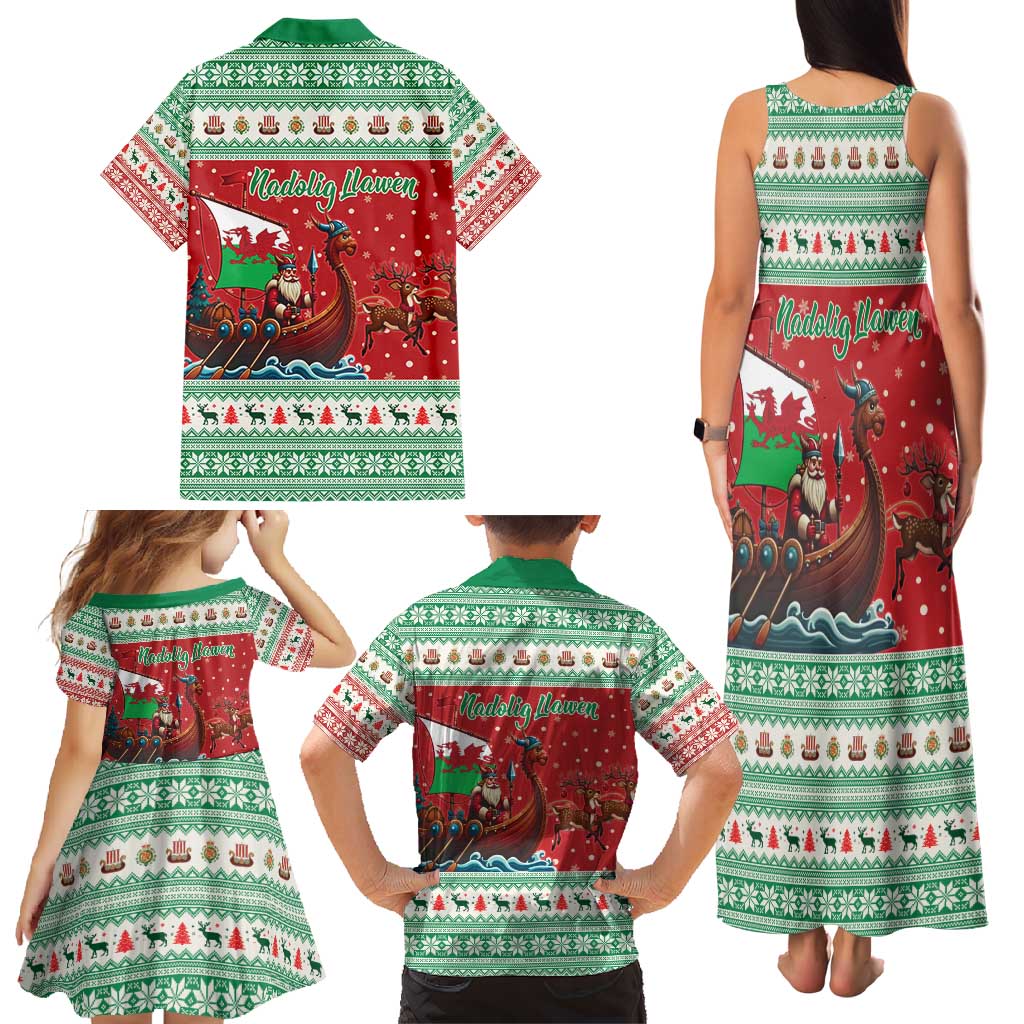 Wales Viking Santa Christmas Family Matching Tank Maxi Dress and Hawaiian Shirt Funny Reindeer Norse Xmas - Wonder Print Shop