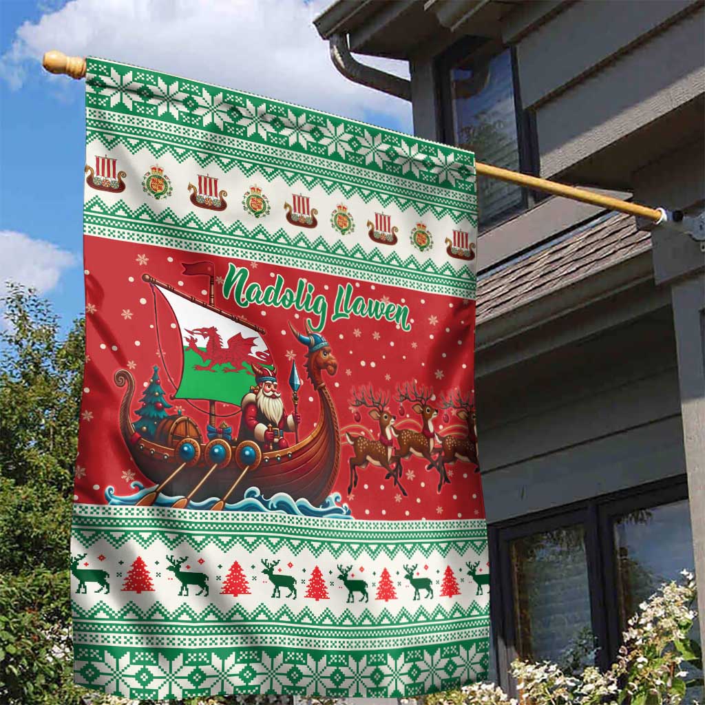 Wales Viking Santa Christmas Garden Flag Funny Reindeer Norse Xmas - Wonder Print Shop