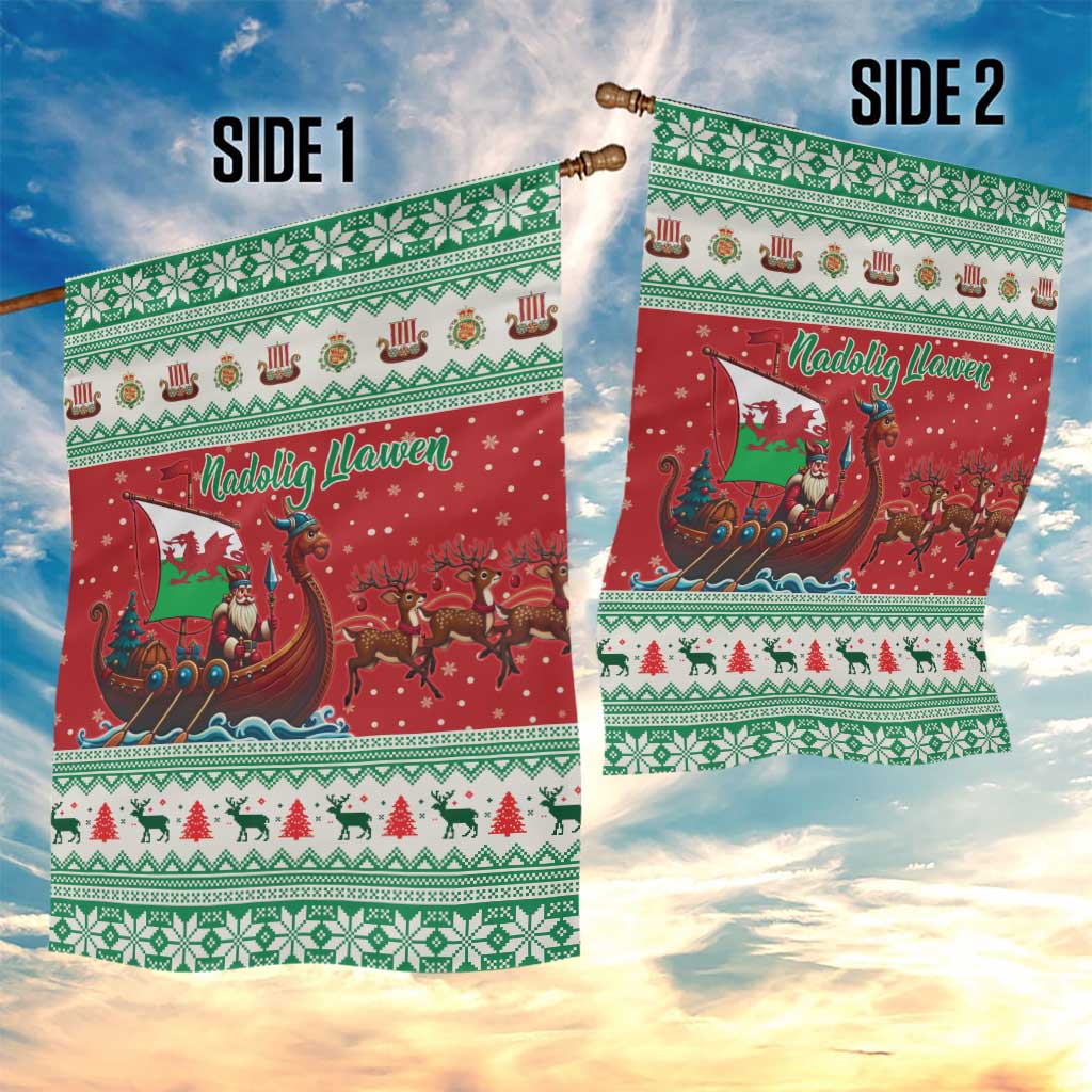 Wales Viking Santa Christmas Garden Flag Funny Reindeer Norse Xmas - Wonder Print Shop