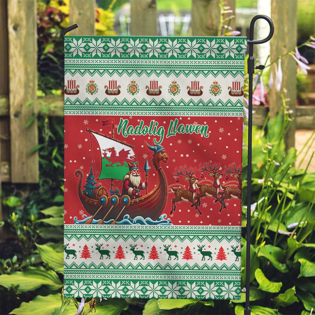 Wales Viking Santa Christmas Garden Flag Funny Reindeer Norse Xmas - Wonder Print Shop