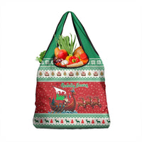Wales Viking Santa Christmas Grocery Bag Funny Reindeer Norse Xmas - Wonder Print Shop
