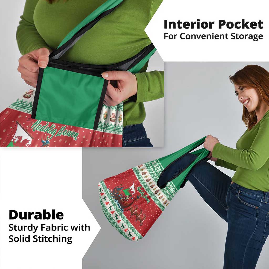 Wales Viking Santa Christmas Grocery Bag Funny Reindeer Norse Xmas - Wonder Print Shop