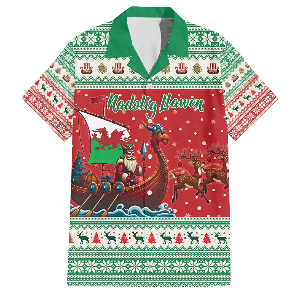 Wales Viking Santa Christmas Hawaiian Shirt Funny Reindeer Norse Xmas - Wonder Print Shop